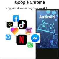 Affichage publicitaire numérique Android 43/55/65 pouces, résolution 4K, revêtement anti-reflet, option écran tactile, support sur pied