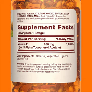 Cápsulas blandas de vitamina <span class=keywords><strong>E</strong></span> de 180mg de etiqueta privada OEM para la salud inmunológica, soporte antioxidante, suplemento de vitamina de 100 cápsulas blandas - Product Image 2