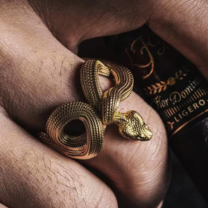 Anillo de serpiente de Color cobre Vintage dominante para hombre, anillo de serpiente hecho a mano para hombre, collar de marea nacional, colgante, accesorios de joyería - Product Image 1