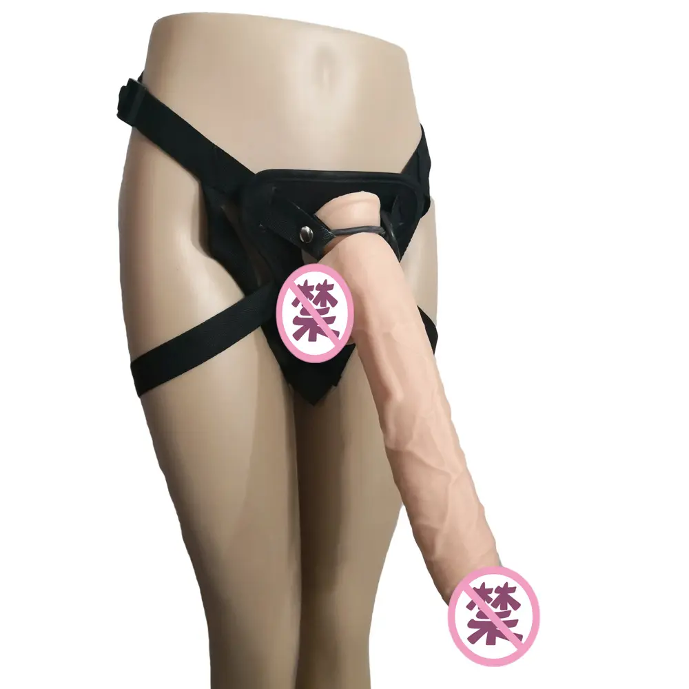 Anschnappungsschnuller für Damen Kunstlutscher aus PVC großer realistischer weicher Penis Anschnappungen Gürtel Analsex-Spielzeug für Paare Erwachsene