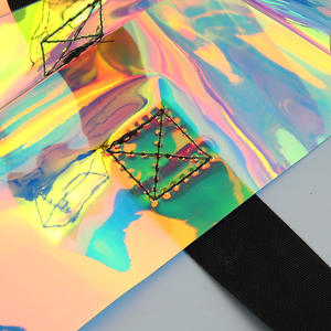 China Factory High Quality PVC Tote <b>Bag</b> Custom Printed Button Garment Packaging Candy Pattern Style with Zipper Closure - Product Image 4