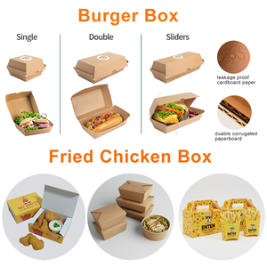 กล่องเบอร์เกอร์กระดาษแบบใช้แล้วทิ้งสำหรับอาหารจานด่วนไก่ทอด พิมพ์โลโก้ด้วย UV สำหรับใส่แฮมเบอร์เกอร์และเฟรนช์ฟรายส์ กล่องอาหารแบบนำกลับบ้าน - Product Image 4