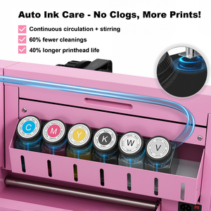 Pink A2 42cm 17inch XP600 UV DTF Printer Hyper-Long Life Printhead 2-Sided Color Mode Beginner Roll-To-Roll <b>Printing</b> <b>Machine</b> - Product Image 4