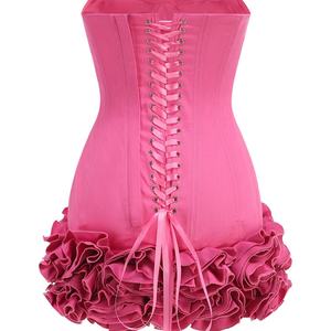 Vestido Mini de Fiesta para Mujer, de Alta Calidad, Cintura Natural, Sin Mangas, con Escote Bardot y Decoración Floral - Product Image 6