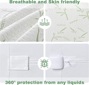 Protège-<span class=keywords><strong>matelas</strong></span> imperméable zippé en rayonne de bambou de qualité supérieure, respirant, silencieux et lavable - Product Image 5