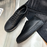 Chaussures de skate tendance noires pour hommes, baskets décontractées légères pour étudiants, chaussures de sport en PU pour hommes