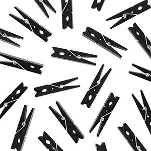 Mini <span class=keywords><strong>pinces</strong></span> <span class=keywords><strong>à</strong></span> <span class=keywords><strong>linge</strong></span> en bois naturel, épingles robuste, noires, pour Photo, artisanat école, décoration diy, bricolage, 10 pièces - Product Image 2
