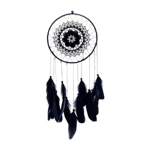 Acchiappasogni 20x55cm con Piume Bianche e Nere, Decorazione da Parete - Product Image 2