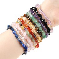 Bracelet de mode en cristal naturel irrégulier et de forme libre, Améthyste, Quartz Rose, Agate Rouge, Lapis Lazuli, Fluorite, Citrine, Vente en gros