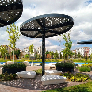 Statue de plante en métal pour décoration extérieure de rue BLVE, sculpture d'arbre en acier inoxydable poli doré - Product Image 3