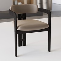 Fauteuil en bois de frêne clair avec assise en cuir microfibre, chaise de salle à manger moderne rétro pour le bureau