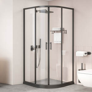 Porte <span class=keywords><strong>de</strong></span> <span class=keywords><strong>douche</strong></span> coulissante en verre en aluminium étanche, panneau mural, profilé <span class=keywords><strong>de</strong></span> <span class=keywords><strong>douche</strong></span> incurvé en métal sur mesure pour salle <span class=keywords><strong>de</strong></span> bain, porte coulissante en verre - Product Image 1