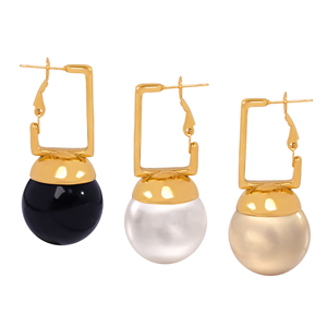 ต่างหูแบบติดหูทรงเรขาคณิตทันสมัย ทำจากสแตนเลส ขนาด 6 มม. 8 มม. ประดับมุกเทียม ชุบทอง 18K เครื่องประดับสำหรับผู้หญิง ขายส่ง - Product Image 1