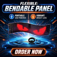 Panneau d'affichage LED RGB flexible rechargeable 5V, contrôle par application Bluetooth, programmable, résolution 16x32, luminosité 1000cd