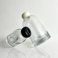 Lot de Bouteilles Diffuseurs à Roseaux en Verre Transparent avec Bouchon en Bois Noir 110ml 500ml 1000ml Finition Mate Dépolie Gravure Acide