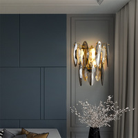 Applique Murale Moderne de Luxe en Cristal, Verre Gris Fumé, Éclairage Décoratif pour Chambre, Salon, Mur de Fond et Escalier