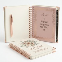 Carnet spirale personnalisé or rose avec impression, planificateur d'affirmations positives, organisateur mensuel, carnet à onglets, couverture rigide