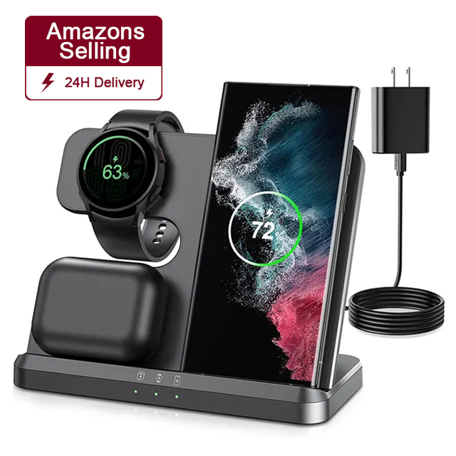 Wireless Charging Station 15W 3 in 1 Foldable Wireless Charger Stand Cargadores Para Celular Cargador Portatil for Samsung S23