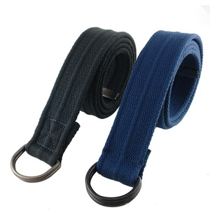 Classique personnalisé toile <span class=keywords><strong>ceinture</strong></span> Web tissu décontracté coton <span class=keywords><strong>ceinture</strong></span> avec boucle en alliage de Zinc Double anneau en D pour hommes femmes - Product Image 3