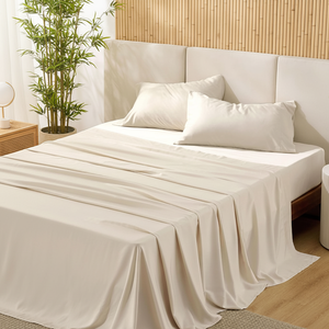 4PCs Cooling Anti-Pilling Non-Toxic 100% Bamboo Fiber 300tc Stitching <b>Queen</b> <b>Size</b> Deep Pocket Bed Set for Home & Hotel Use - Product Image 1