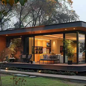 Serre moderne d'extérieur coupe-vent à toit plat avec structure en aluminium, véranda préfabriquée, jardin d'hiver mobile, maison en verre. - Product Image 3