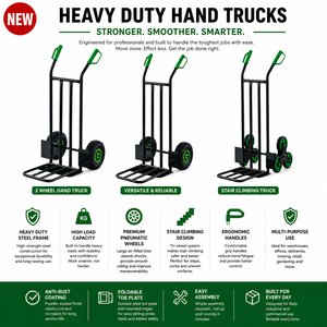 Green Steel Hand Cart 2 Wheel <b>Platform</b> <b>Trolley</b> Durable Industrial Utility Dolly for Moving Warehouse Transport - Product Image 6