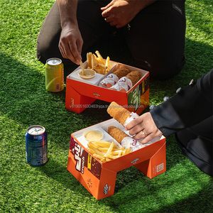 Custom Fast Food Fired Chicken Compartment <b>Box</b> with Convertible Lid Integrated Pedestal Tabletop <b>Snack</b> Grazing Platter Container - Product Image 2