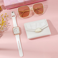 Set de Regalo para Mujer con Caja de Regalo, Cartera, Gafas de Sol, Reloj Ultra Quartz, Correa de Cuero Sintético y Acero Inoxidable, Perfecto para Compras y Viajes
