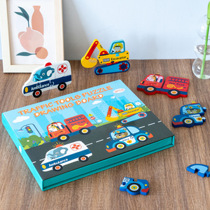 Bộ Xếp Hình <span class=keywords><strong>3D</strong></span> Xe 4 Trong 1 Bán Chạy Nhất Với Bảng Vẽ Đồ Chơi Bằng Gỗ Với Thiết Kế Kẹp Sách Và Hình Ảnh Hoạt Hình - Product Image 3