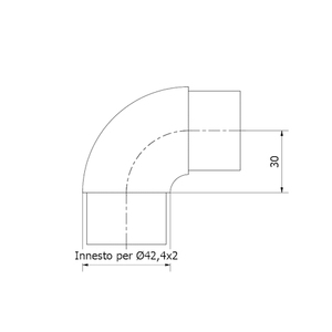 SKU Coude C110197-90 ° pour tube Ø 42.4X2 Acier inoxydable 304 Inox AISI 316 Finition satinée Norme ASTM - Product Image 2