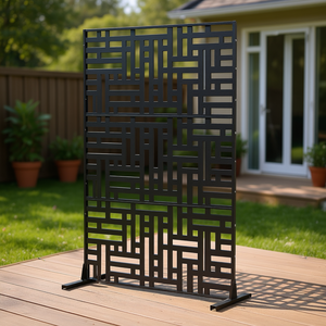Écran de confidentialité 47 x 76 pouces en métal noir au design moderne pour portes et fenêtres de patio - Product Image 3
