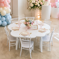 Ensemble de table et chaises pliantes légères en bois en forme de fleur pour fêtes d'enfants, événements d'anniversaire, fêtes en plein air et location