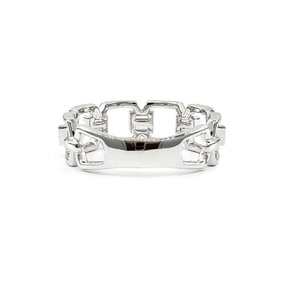 Hong Kong livraison rapide bijoux fins 18k solide or blanc véritable diamant Baguette mince demi chemin mariage bague en or pour les femmes - Product Image 3