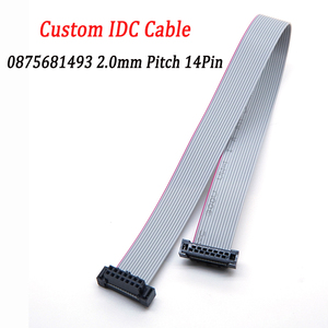 كابل شريطي مسطح مخصص بـ 14 موصلًا، بمسافة 2.0 مم بين الموصلات، كابل IDC مع موصلات Molex 0875681493، 14 دبوس، 28AWG للوحات التحكم الصناعية PCB - Product Image 1