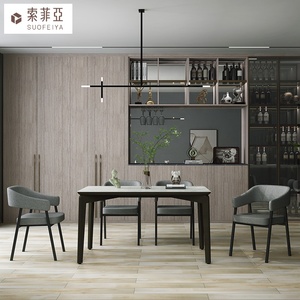 Suofeiya hiện đại Ý sang trọng bàn ăn ghế đặt 4 chỗ ngồi với đá cẩm thạch đầu và kim loại chân - Product Image 4