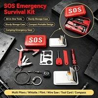 Kit de survie d'urgence SOS 6-en-1 portable pour l'extérieur – Ensemble d'outils de survie multi-pinces, allume-feu, sifflet, boussole – OEM