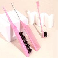Lot de 3 peignes démêlants multicolores personnalisés pour le coiffage, avec peigne à queue de rat pour le contrôle des cheveux