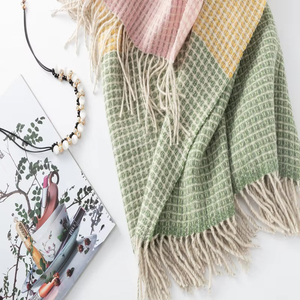 Dahai Nhà Máy Cung Cấp 130*170 + 2*10Cm Kẻ Sọc Hàn Quốc 100% <span class=keywords><strong>Lambswool</strong></span> 230gsm Tua Mặc Chăn Giá Rẻ Xách Tay Nhà Chăn - Product Image 5