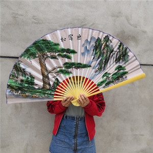 Grand ventilateur suspendu en tissu de soie chinois de 0.63*1.1m, décoration d'entrée en <span class=keywords><strong>bambou</strong></span>, accessoires de photographie, ventilateur mural pour animaux - Product Image 4