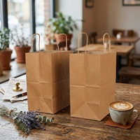 Sacs en papier kraft en gros, sacs d'emballage alimentaire en papier brun imprimés sur mesure avec poignées, fabricant pour les restaurants à emporter