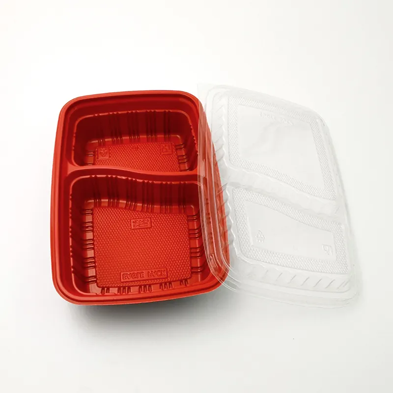 2 bölmesi pp plastik bento kutusu için hızlı gıda take away gıda konteyner yemek kabı