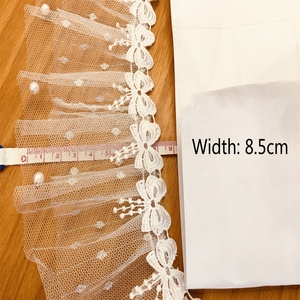 1 Yard Bunga Bordir Renda Memangkas Mutiara Manik-manik Pita Gaun Pengantin Menjahit Pinggiran DIY Kerajinan - Product Image 2