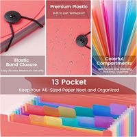 Organizador de Recibos A6 de 13 Bolsillos Personalizado de Fábrica al por Mayor, Organizador de Archivos Tipo Acordeón, Bolsa de Almacenamiento de PP, Carpeta de Plástico