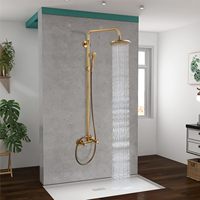 Système de douche à tuyaux apparents à double fonction, pommeau de douche pluie 8 pouces, ensemble de fixation en laiton, robinets thermostatiques Quadra Handle