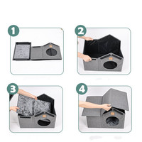 Nichoir pliable pour chat d'extérieur, résistant au vent et à la pluie, abri chaud pour l'hiver avec coussin doux amovible pour petits animaux et chats errants