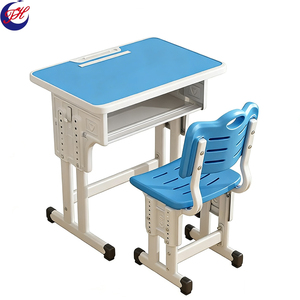Escritorios y <span class=keywords><strong>sillas</strong></span> <span class=keywords><strong>de</strong></span> plástico con altura ajustable para estudiantes, utilizados en aulas escolares. - Product Image 1