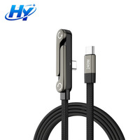 Kabel Data Pengisian Cepat CC Lipat 240W 1.5M dengan Desain Siku 90 Derajat dan Cangkang Paduan untuk Smartphone Tablet Grosir