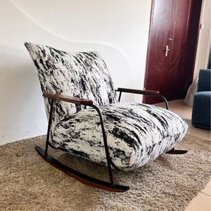 Fauteuil en velours italien moderne de luxe, fauteuil de détente en tissu, fauteuil à bascule Pelton moderne rétro. - Product Image 2