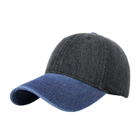Casquette de baseball unisexe en denim lavé, coton doux, style vintage colorblock, réglable, à carreaux, tendance, protection solaire, vente en gros