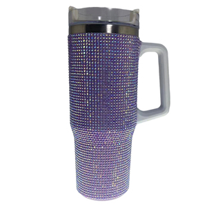 Ly giữ nhiệt bằng thép không gỉ 40oz đính đá lấp lánh, có tay cầm, nắp đậy và ống hút - Product Image 3